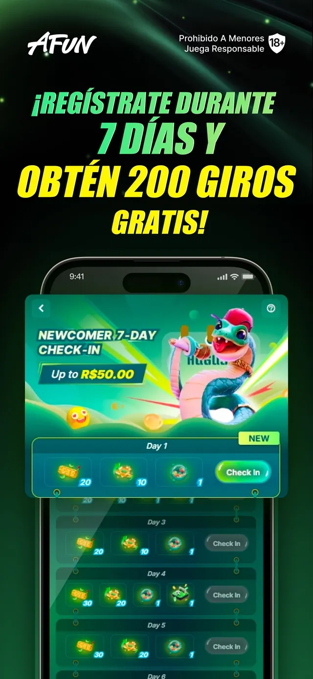 Pantalla promocional de AFUN en un celular